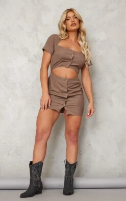 Taupe Linen Look Button Detail Cut Out Bodycon Dress 7 Taupe Linen Look Button Detail Cut Out Bodycon Dress -Serenova Dresses Shop 0044ef9461e135bffaf9c6f2cd70414e7319e5b7 cnd1215 3