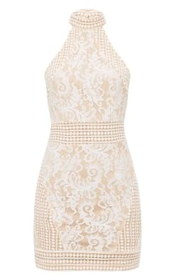 White High Neck Lace Crochet Bodycon Dress -Serenova Dresses Shop 01379ef13a2994f1f6d8bb76b25bc4b8cd3446d9 CLT6167 3