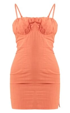 Orange Linen Look Underwired Bust Detail Strappy Bodycon Dress 9 Orange Linen Look Underwired Bust Detail Strappy Bodycon Dress -Serenova Dresses Shop 01f228bda5759fc98230404732d8ae36f8aa32fb cne1394 5