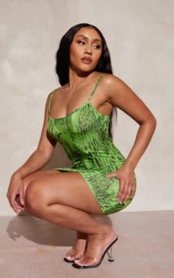 Shape Green Printed Slinky Strappy Mini Dress -Serenova Dresses Shop 076575b2908e5fef48abaf7fe2462b3cc67fe8bc cne3529 4
