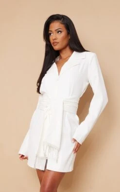 Tall White Tie Waist Blazer Dress -Serenova Dresses Shop 0d730ca74727f1eac91ac94e5a101c6c89f2478f cnb6610 3