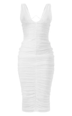 White Mesh Underwired Extreme Ruched Midaxi Dress -Serenova Dresses Shop 0dc1cbca86d33e72e1aac6bd6221a127a51b022f cnd7703 5