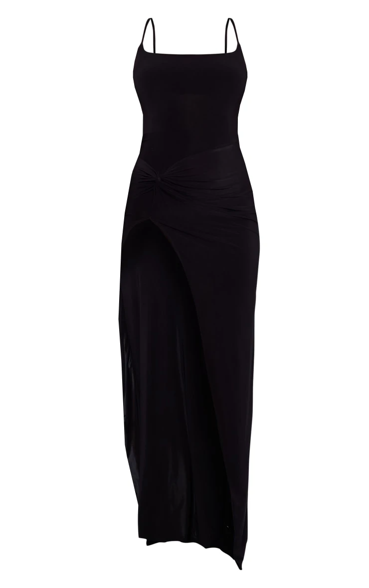 Black Slinky Strappy Twist Draped Maxi Dress 5 Black Slinky Strappy Twist Draped Maxi Dress - Image 5