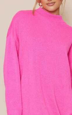 Bright Pink Brushed Feel Knit Sweatshirt Dress -Serenova Dresses Shop 0df1dadf3bc634ace4e2ab657c993c5e6fdfddb8 cnd2104 4