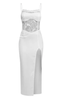 White Satin Lace Insert Strappy Split Detail Midaxi Dress -Serenova Dresses Shop 123309f666c41913ae4341e34de3b8e742cdee97 cne2684 5