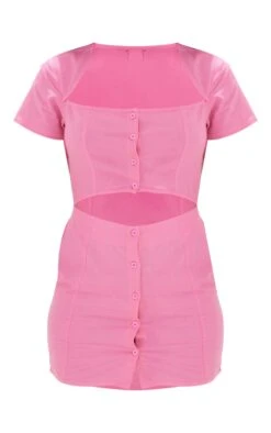 Hot Pink Linen Look Button Detail Cut Out Bodycon Dress -Serenova Dresses Shop 141bcb9c5975c4f3f9ade364c71be4127f02fd84 cnd1214 5
