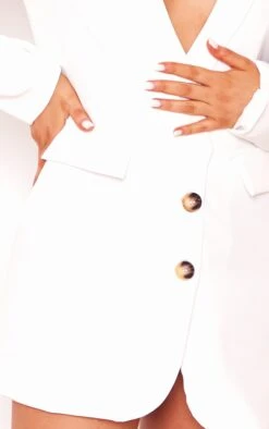 White Plunge Pocket Detail Blazer Dress -Serenova Dresses Shop 14f42536226ec938980f4debf1573b8ee38e0125 cne1554 4