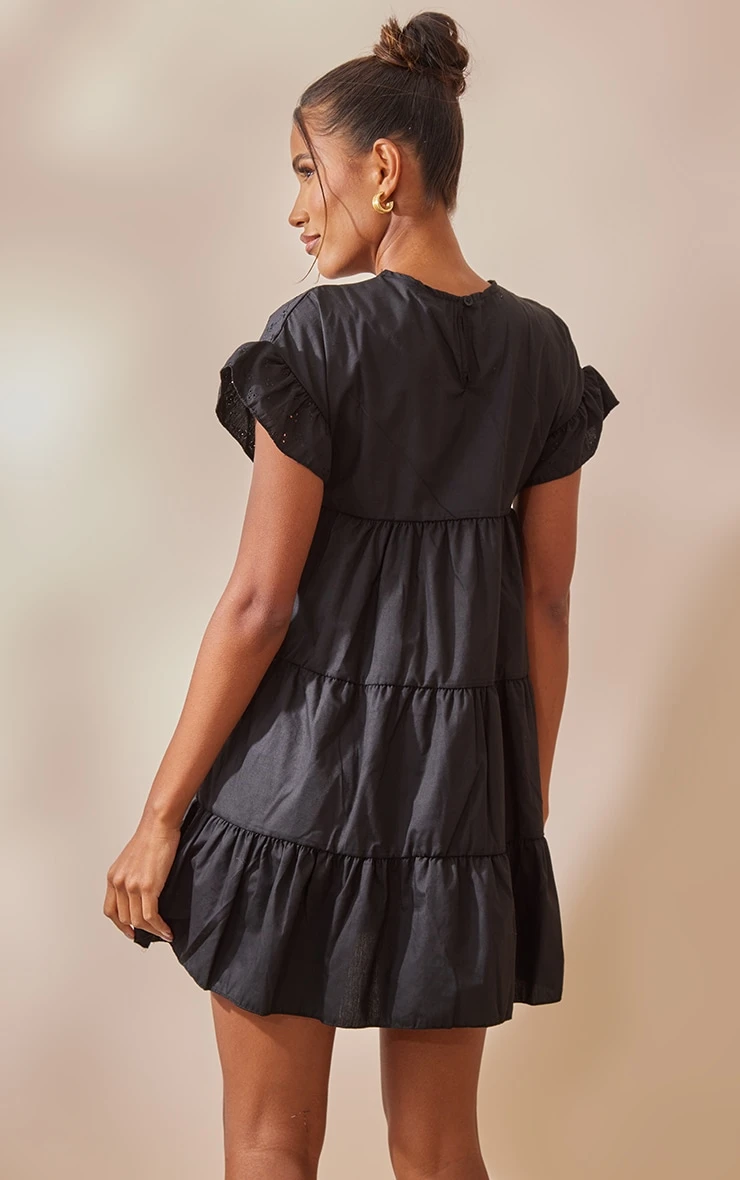 Black Broderie Anglaise Smock Dress 2 Black Broderie Anglaise Smock Dress - Image 2