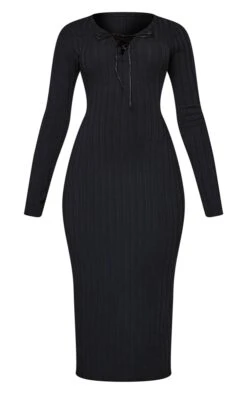 Black Rib Lace Up Detail Midaxi Dress -Serenova Dresses Shop 19348d305b0b3add271ea1d997253e2eee2b1e33 cnb9656 5