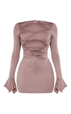 Taupe Cut Out Lace Cup Detail Flared Sleeve Bodycon Dress -Serenova Dresses Shop 195d1017c98dbdfb8e52900e35e63c60f7119f94 cnc7825 5