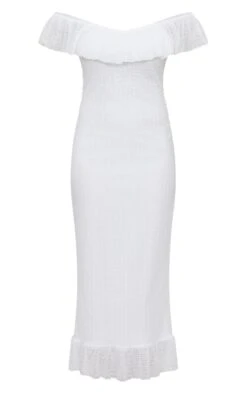 White Textured Bardot Frill Detail Midaxi Dress -Serenova Dresses Shop 1b641ae3ab24b04c699a86389b5bcc4fafb12276 cnd7621 5