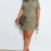 Plus Sage Green Ruched Side Shirt Dress