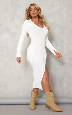 White Collar Rib Knit Midaxi Dress -Serenova Dresses Shop 20eedf29c72d0a28293c573c3e1b84abc2c042b2 cnd6881 3