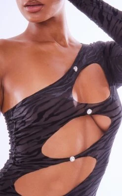 Black Zebra Print Devore Extreme Cut Out One Sleeve Dress -Serenova Dresses Shop 293027fea49c6be13aa9147eeeb7fea91acbc4cd cna1449 4