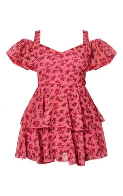 Petite Pink Chiffon Ditsy Print Frilled Mini Dress -Serenova Dresses Shop 29aadd010ff590233a7eb4728935e94298eca11a cnd3289 5