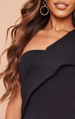 Black Asymmetric Strap Midi Dress -Serenova Dresses Shop 37d1bbbf2dfd62690f9ba5cf0f888445ad040057 clw2339 4