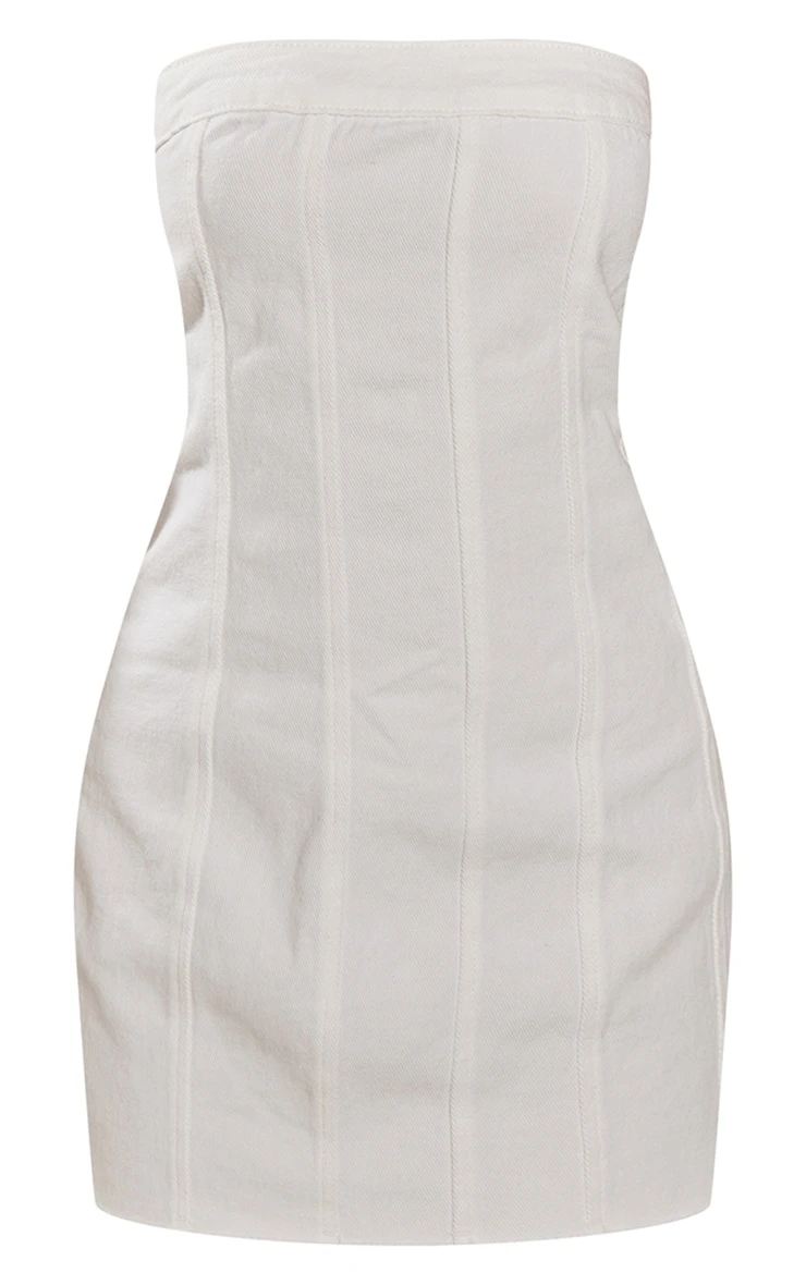Petite White Bandeau Denim Dress 5 Petite White Bandeau Denim Dress - Image 5