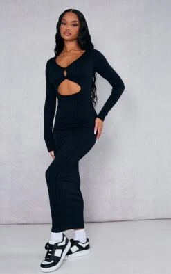 Black Structured Contour Wide Rib Button Down Midaxi Dress 7 Black Structured Contour Wide Rib Button Down Midaxi Dress -Serenova Dresses Shop 37fd1c1866d614cc8e33712db99a89ad5c0b6fe1 cnc6420 3