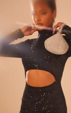 Black Sequin High Neck Long Sleeve Cut Out Split Hem Bodycon Dress 8 Black Sequin High Neck Long Sleeve Cut Out Split Hem Bodycon Dress -Serenova Dresses Shop 3b76cbd760d852b69400f5fc7a554befd8916a60 cmu6365 5