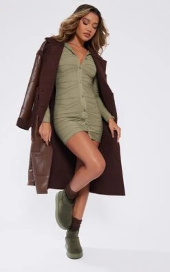 Sage Khaki Textured Button Down Polo Collar Shirt Dress 7 Sage Khaki Textured Button Down Polo Collar Shirt Dress -Serenova Dresses Shop 3d4d44df72d153b4896581cbb7bfc1842ac86355 cna0951 3