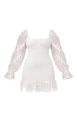 White Lace Sleeve Shirred Bodycon Dress -Serenova Dresses Shop 3e1388fe17c4cb8abe31285edd7041ab20207341 cms8462 6
