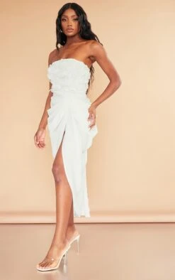 White Applique Rose Detail Draped Midaxi Dress -Serenova Dresses Shop 41647c6c730243c7af548ba2fc395d77b2029f83 cnd2021 3