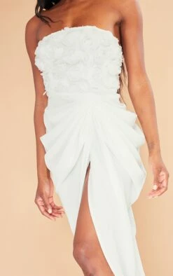 White Applique Rose Detail Draped Midaxi Dress -Serenova Dresses Shop 422975e8418911350bbfab0b6f02d557be74cf1e cnd2021 4