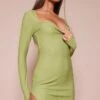 Olive Square Neck Long Sleeve Bodycon Dress