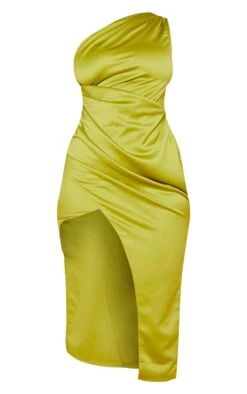 Olive Satin One Shoulder Pleat Detail Midi Dress -Serenova Dresses Shop 44d39db4e3a89a387e4a3109b2eea7410dd51b9f cmw5544 6