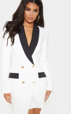 White Gold Button Contrast Blazer Dress -Serenova Dresses Shop 45def7c6cebe4e373558ef34417c9c1fb4a918fd cmc9134 5