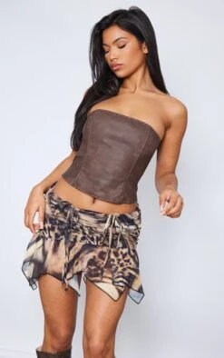 Brown Leopard Printed Chiffon Handkerchief Hem Mini Skirt -Serenova Dresses Shop 45eda1cc639049f8ff0833fde69133e7c053b232 cnd3692 4