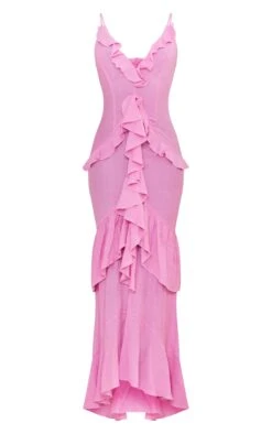 Tall Pink Textured Frill Maxi Dress 9 Tall Pink Textured Frill Maxi Dress -Serenova Dresses Shop 47de1774b6bc530947411218591dcc691f2d9e7c cne2097 5