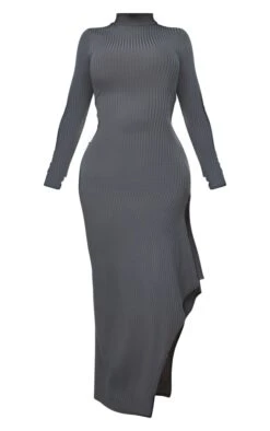 Shape Sage Khaki Rib High Neck Frill Hem Maxi Dress -Serenova Dresses Shop 49aa14d9f2da39cbb8c76a525cc22f708e2c3371 cnc8700 5