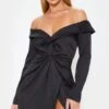 Black Bardot Knot Detail Blazer Dress