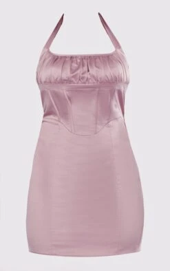 Mauve Satin Boning Detail Halter Tie Bodycon Dress -Serenova Dresses Shop 4fe1f573dc3c5d55d44d57a1b0e2dc0ba954ae52 cnd0354 5
