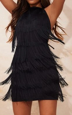 Black Tassel Detail Halterneck Bodycon Dress -Serenova Dresses Shop 5041ecacfc4262abd8679d83605bf830a190a30a clt7311 5