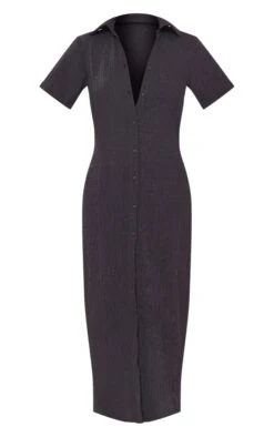 Black Crinkle Textured Button Maxi Shirt Dress -Serenova Dresses Shop 5614f533da0ed04d5ee01797e993b8af04b65f72 cnd8850 5