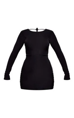 Black Slinky Backless Tie Detail Long Sleeve Bodycon Dress -Serenova Dresses Shop 56dccbfb9a2107cd1d76fb6f041006f59e0c25c4 cnc7750 5