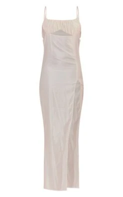 Tall Cream Ruched Front Satin Midaxi Dress -Serenova Dresses Shop 598c8fdbcaf49cad3df0083203821dd40f354633 cne2116 5