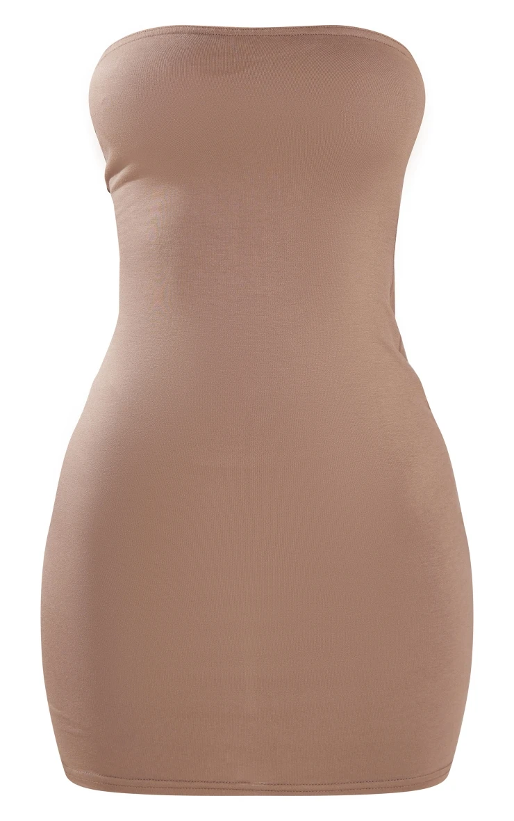 Petite Taupe Jersey Bandeau Bodycon Dress 5 Petite Taupe Jersey Bandeau Bodycon Dress - Image 5