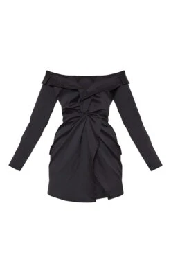 Black Bardot Knot Detail Blazer Dress -Serenova Dresses Shop 5bcedcf2e986a69b9dafb1797e26c9f238651f95 cmd2389 3