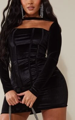 Shape Black Velvet Corset Detail Square Neck Bodycon Dress 8 Shape Black Velvet Corset Detail Square Neck Bodycon Dress -Serenova Dresses Shop 5bd8ea8c28215438b89a7ee1739b360b552bed19 cnb2943 4