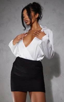 Black Textured Ruched Micro Mini Skirt -Serenova Dresses Shop 5c30d78d6b18b3e93e931c404710d47183fa2ad5 cna7162 4