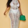 Plus White Tassel Knit Beach Dress