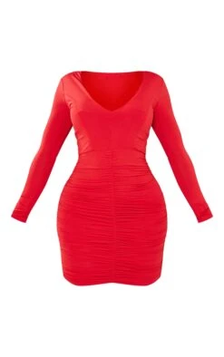 Shape Red Slinky Ruched Mini Dress -Serenova Dresses Shop 5de40b5266a43a347bf1befeb182cd52c6358f2a clt8402 6