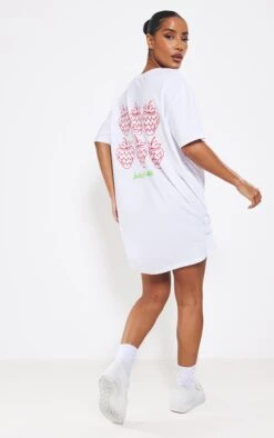 White Oversized Juicy Graphic T Shirt Dress