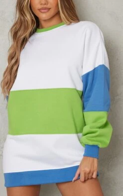 White Oversized Color Block Sweatshirt Dress -Serenova Dresses Shop 613ab6fc0d2cdbb6bcf717c37efcbe6a83df239a cna0933 4
