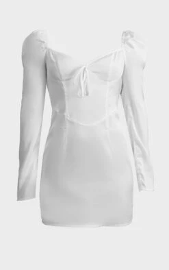 White Satin Seam Detail Tie Bust Shift Dress -Serenova Dresses Shop 6486ead30595fdbb39fe3483b54c4ea73f4ffc7a cnd1256 5