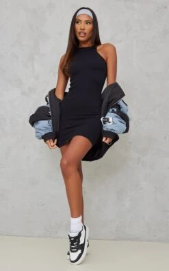 Black Snatched Rib Racer Neck Bodycon Dress -Serenova Dresses Shop 64ffe19ed05076d617bab3b5c651d5ae7e34038e cmv8436 3