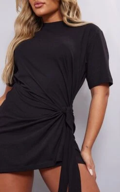 Black Cotton Wrap Tie Short Sleeve T Shirt Dress -Serenova Dresses Shop 68873d741b69f41eb7a8b48e242746f8d563ba9f cnb1026 4